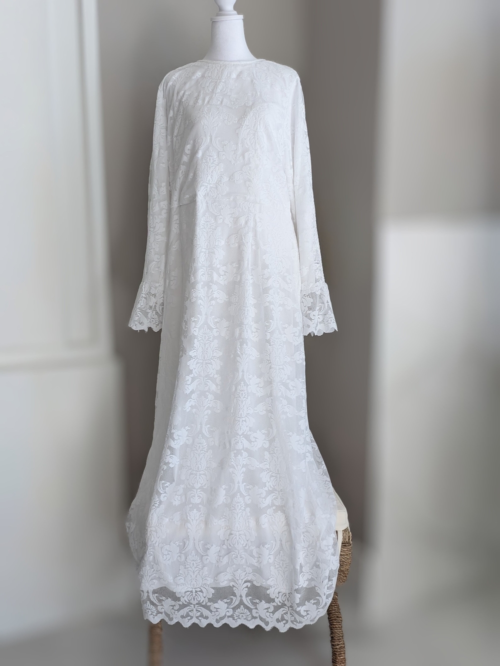 LDS Temple Dress "Alice" White Lace 1X